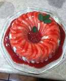 Gelatina de yogurt con salsa de frutos rojos