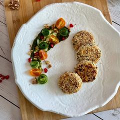 A picture of Walnut and malai paneer papad kebab.
