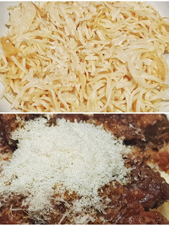 Una foto de Spaghetti Fritos en aceite con ajo y cayena con queso Havarti