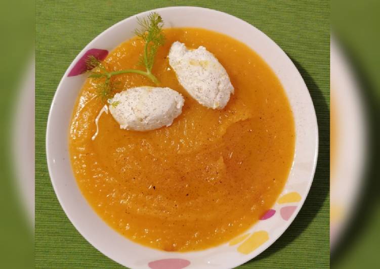 Ricetta Vellutata Di Zucca Bimby Con Quenelle Di Ricotta Di Annamaria Landi Cookpad