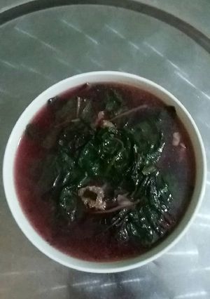 Hình của món Canh rau dền đỏ thịt bò.