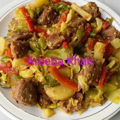 A picture of Aloo Gosht Sabzi.