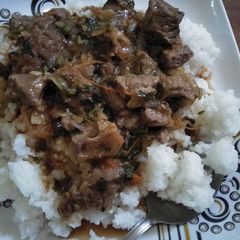 Stewed beef with rice A picture of Stewed beef with rice.