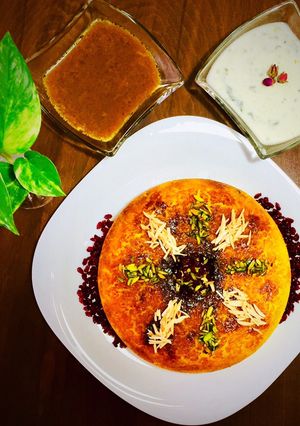عکسی از دستور ته چین آلو اسفناج