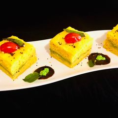 Pesto Kaman Dhokla A picture of Pesto Kaman Dhokla.