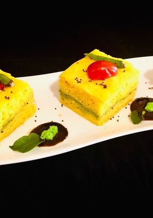 A picture of Pesto Kaman Dhokla.