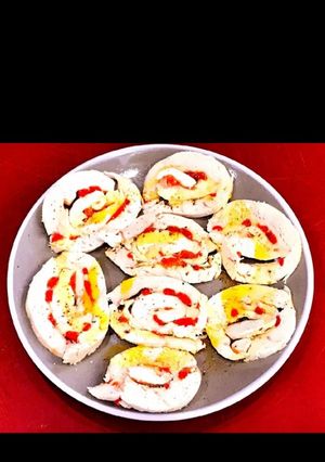 Foto principal de Fiambre de pollo 🐥relleno👉 mozzarella 🧀 y pimientos 🌶 asados