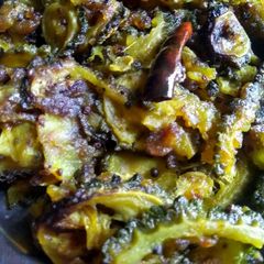 Ucche aaloo bhaja(bitter gourd potatoes fry) A picture of Ucche aaloo bhaja(bitter gourd potatoes fry).