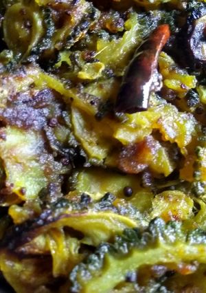 A picture of Ucche aaloo bhaja(bitter gourd potatoes fry).