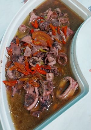 Foto resep 85 ♡ Tumis cumi tinta hitam ♡