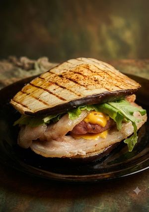 Foto di The Green & Golden Meat-Lovers Eggplant Stack