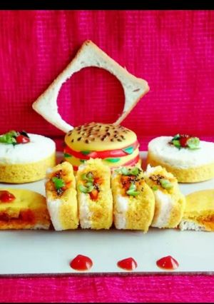 A picture of Bread sandwich dhokla.