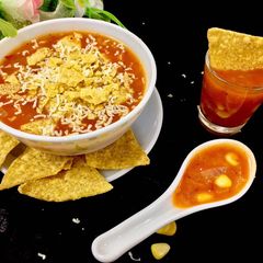 Mexican nachos soup A picture of Mexican nachos soup.