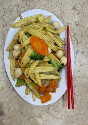 Foto resep Tumis Jagung Muda, Telur Puyuh, dan Sayuran