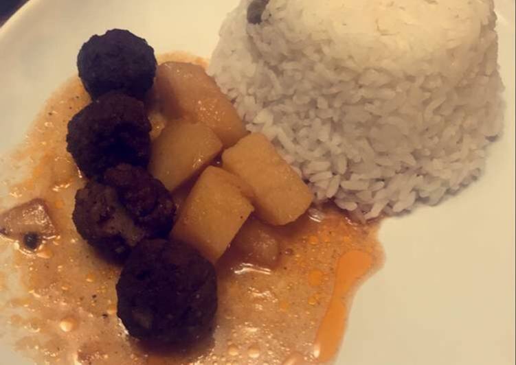 رز ابيض مع ايدام بطاطس بالكفته