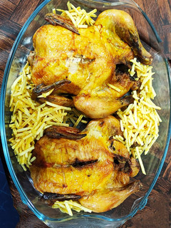 عکسی از دستور مرغ شکم پر