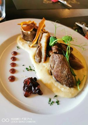 Sült Kacsamell Édesburgonya püré, áfonya recept fotója
