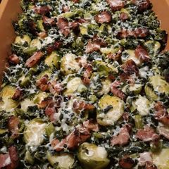 A picture of Roasted Kale and Brussel Sprouts.