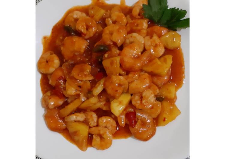 Resep Udang Asam Manis Pedas with Pineapple Anti Gagal