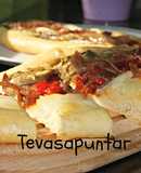 Coca de escalivada con mojama, coca de recapte