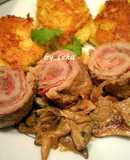 Мясные роллы с винно - грибным соусом