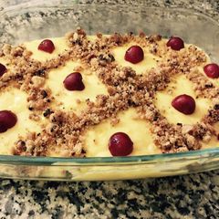 A picture of Custard with leftover cookies.