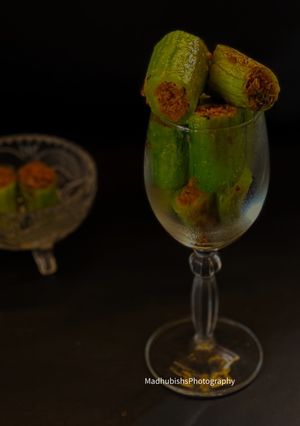 A picture of Chichenge Fry or Snake Gourd Stuffed Fry.