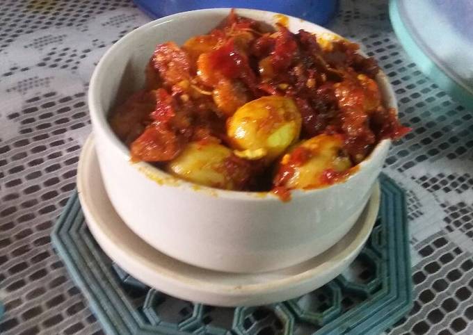 Balado telur puyuh udang