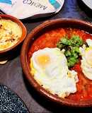 Huevos rancheros y cazuela de queso fundido con chipotle 🌶🌶🍅🍅🍳🍳