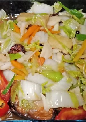 Foto resep Ikan Tongkol Sayur sawi Saos Tiram