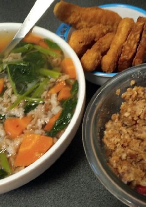 Foto resep Sayur Bening Kangkung Wortel + Sambal Tempe super easy