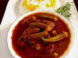 خورشت باميه با برنج
