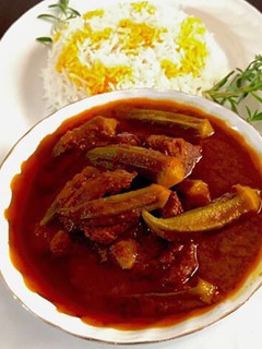 عکسی از دستور خورشت باميه با برنج