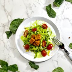 A picture of Avocado pesto zoodles.