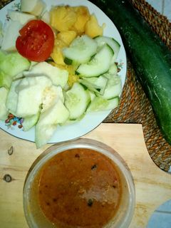 Foto resep Rujak buah bumbu kacang