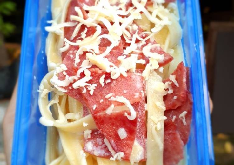 Resep Fetucinni Carbonara extra Creammyy, Lezat