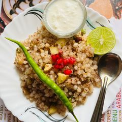 A picture of Vrat ki Sabudana Potato Khichadi,morning breakfast or Lunch Satvik recipe.