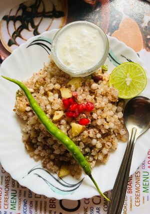 A picture of Vrat ki Sabudana Potato Khichadi,morning breakfast or Lunch Satvik recipe.