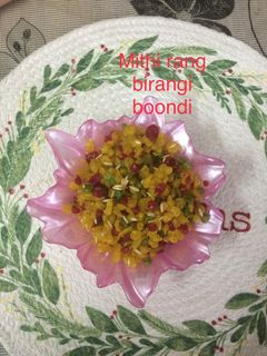 रंग बिरंगी मीठी बूंदी (Rang birangi meethi boondi recipe in hindi) रेसिपी मुख्य फोटो