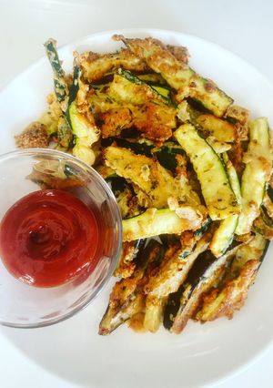 Una foto de Calabazas y berenjenas con queso parmesano (en freidora de aire)
