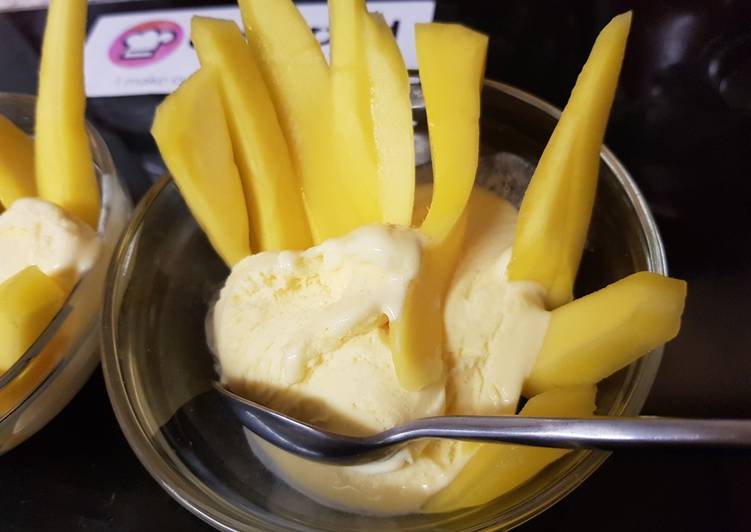 Simple Way to Prepare Any-night-of-the-week My Mango dip sticks in Creamy Cornish Ice Cream. 😀