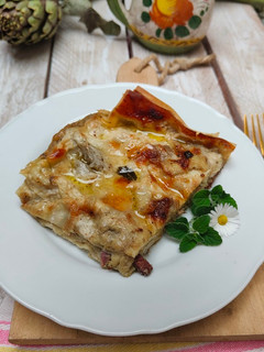 Foto di Lasagna carciofi speck e mentuccia