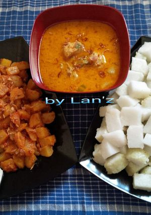 Foto resep Lontong opor ayam merah komplit (menu lebaran) O•O