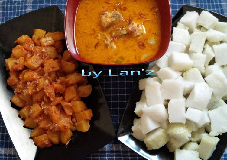 Lontong opor ayam merah komplit (menu lebaran) O•O