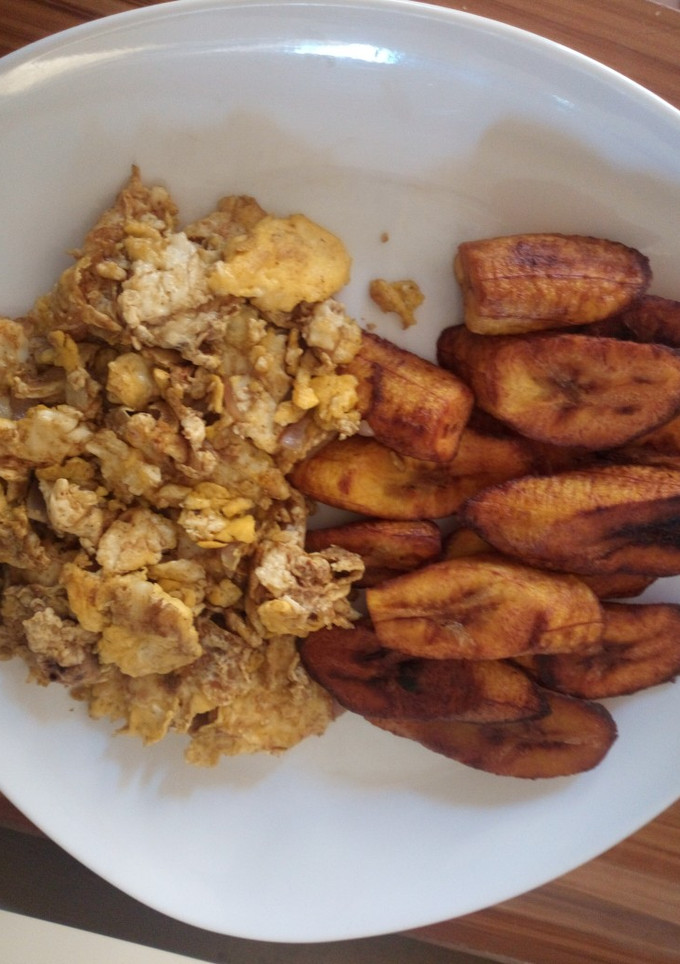 A picture of Plantain with scrambled eggs.
