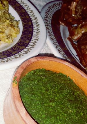 صورة لوصفة الحمام المحشي بالفريك والملوخية المصرية