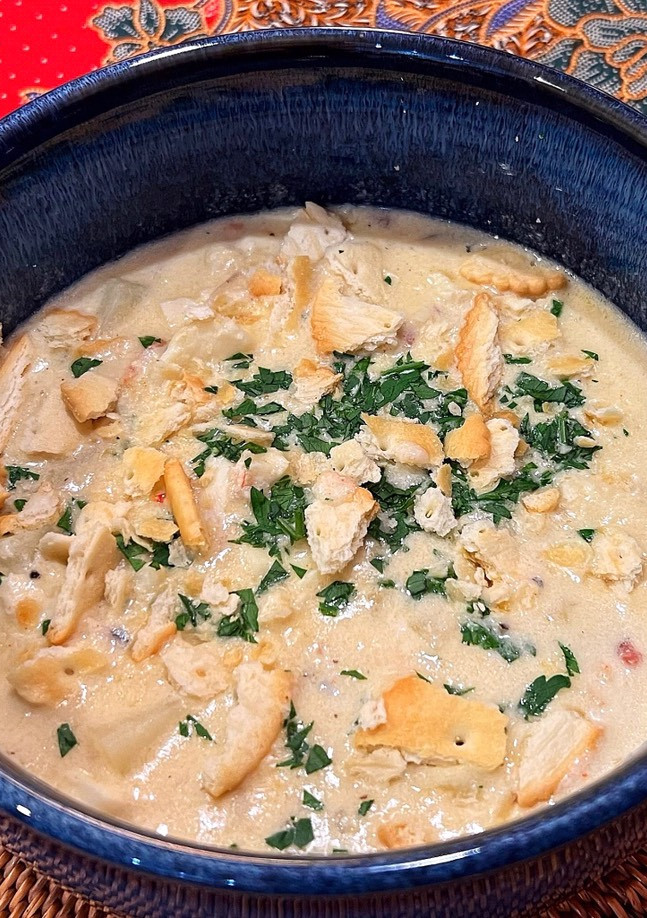 A picture of Lobster and Cod chowder.