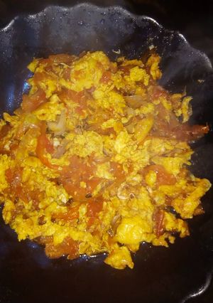 A picture of Scrambled traditional (kienyeji) eggs.