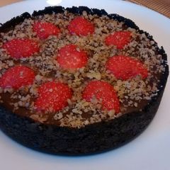 A picture of No Bake Chocolate, Strawberry Tart.