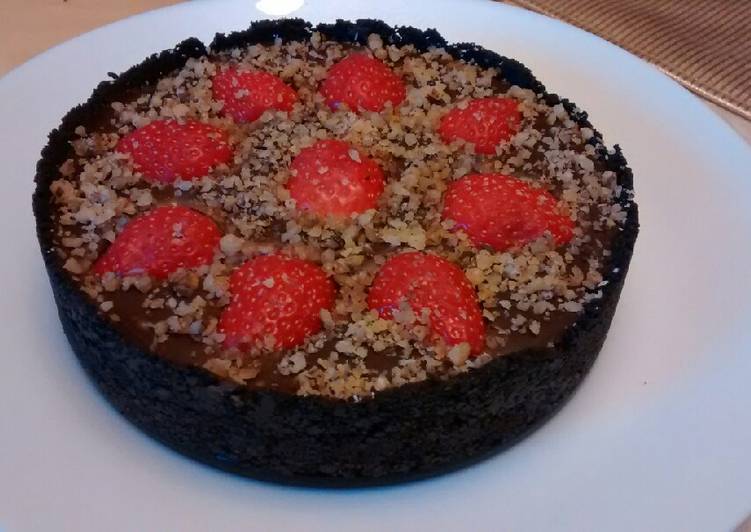 Easiest Way to Make Ultimate No Bake Chocolate, Strawberry Tart